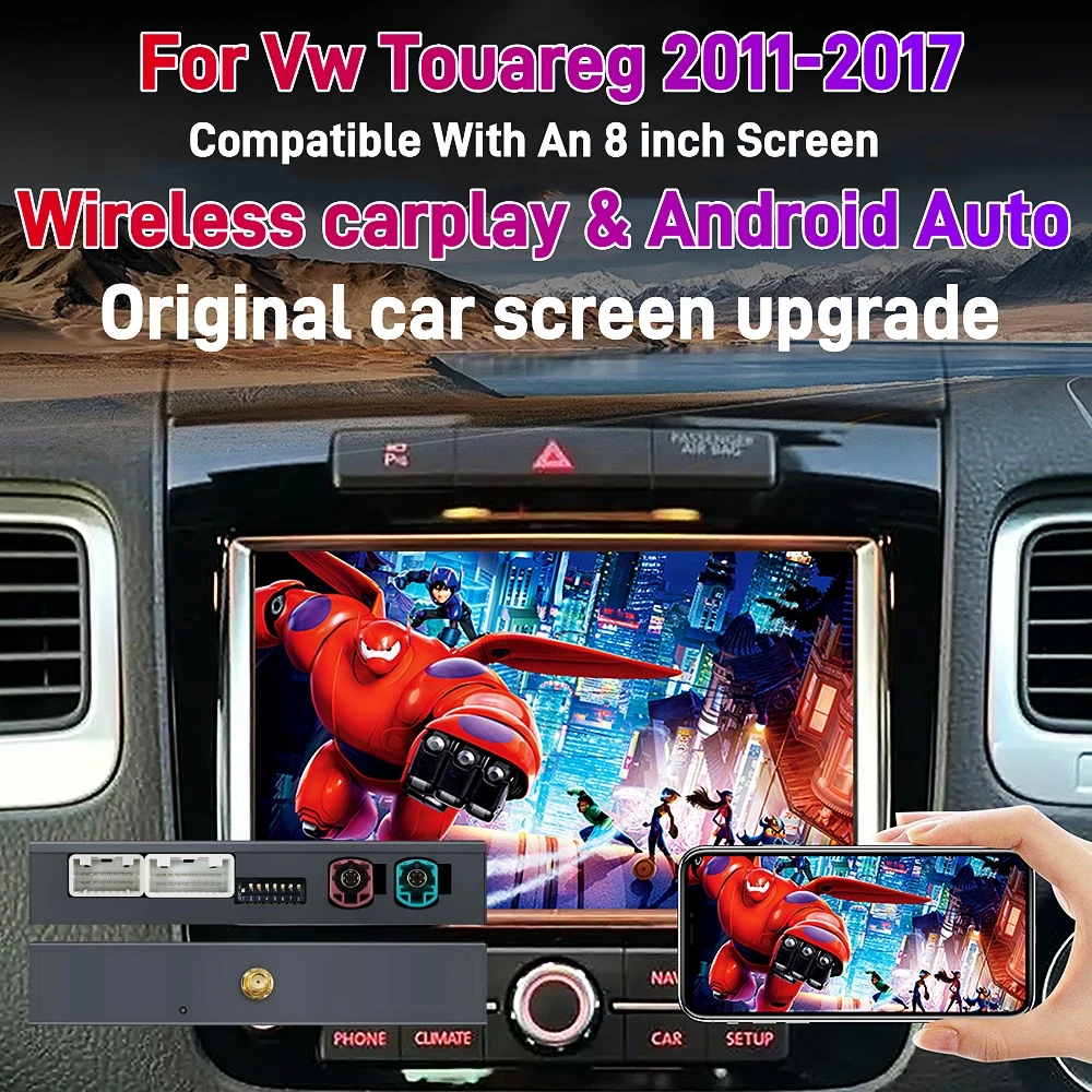 Carplay Android Auto اللاسلكي لسيارة Volkswagen Touareg مع شاشة 8 بوصة RNS850 2011-2017 مرآة للعب السيارة AirPlay الوسائط المتعددة