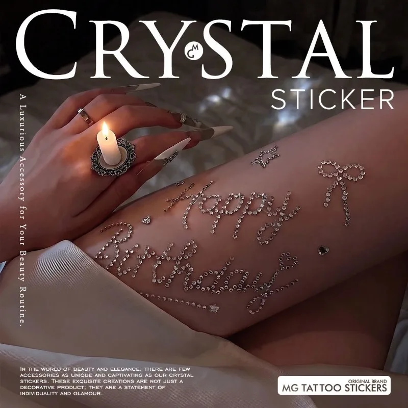 Best Wishes Crystal Diamond Sticker for Woman Face Body Chest Leg Hair Decor Festival Art Pink White Facial Makeup Stickers view 4