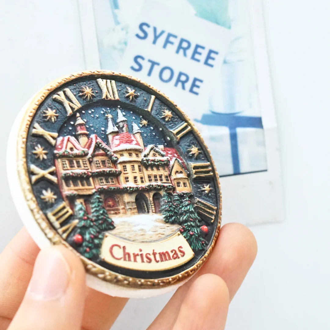 Christmas Fridge Magnet,Round Fridge Magnet,Holiday Gift ,Home Decor,Christmas Decor