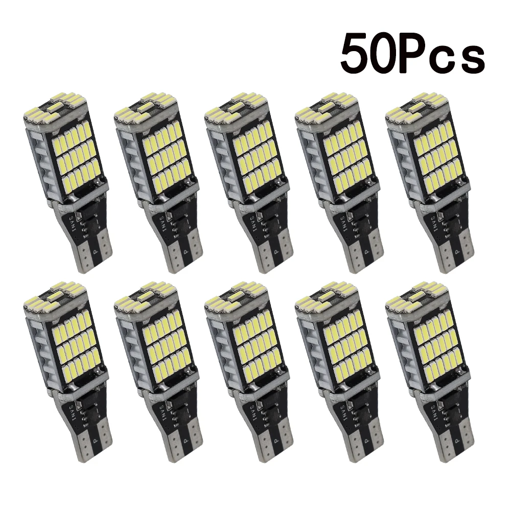 50x T15 Led Bulb W16W Led Canbus 920 921 912 Lamp 1200LM 4014SMD Super Bright Car Reverse Backup Lights 6000K White 12V AutoT10