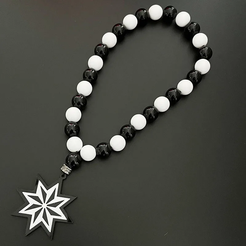 GS25 New Rosary Ornaments Star Necklace 3D Stereo Laser Cutting Pendant Vehicle Rearview Mirror Decoration Acrylic Accessories