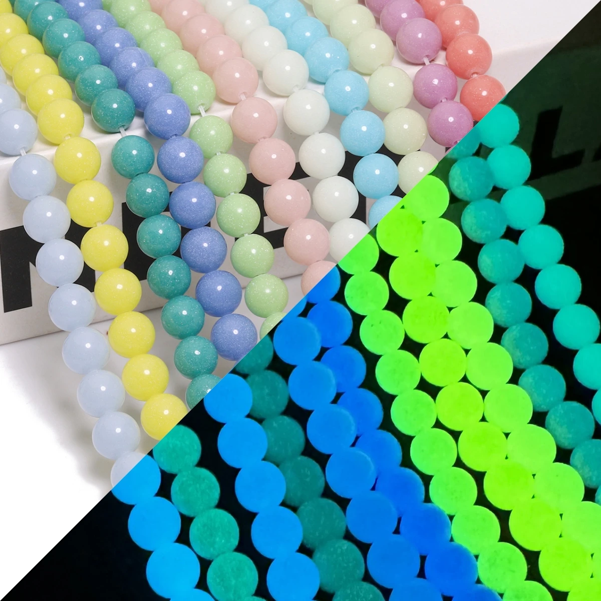 6/8/10mm Natural Luminous Stone Beads Light Glowing In the Dark Round Beads for Jewelry Making Handmade DIY Bracelets Necklace