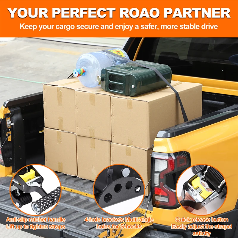 1 قطعة مجموعة الكربون الصلب الأسود لفورد رينجر 2023 + صندوق بضائع السيارة تحديد حزام السقاطة المشدود تعديل السيارات الملحقات #6