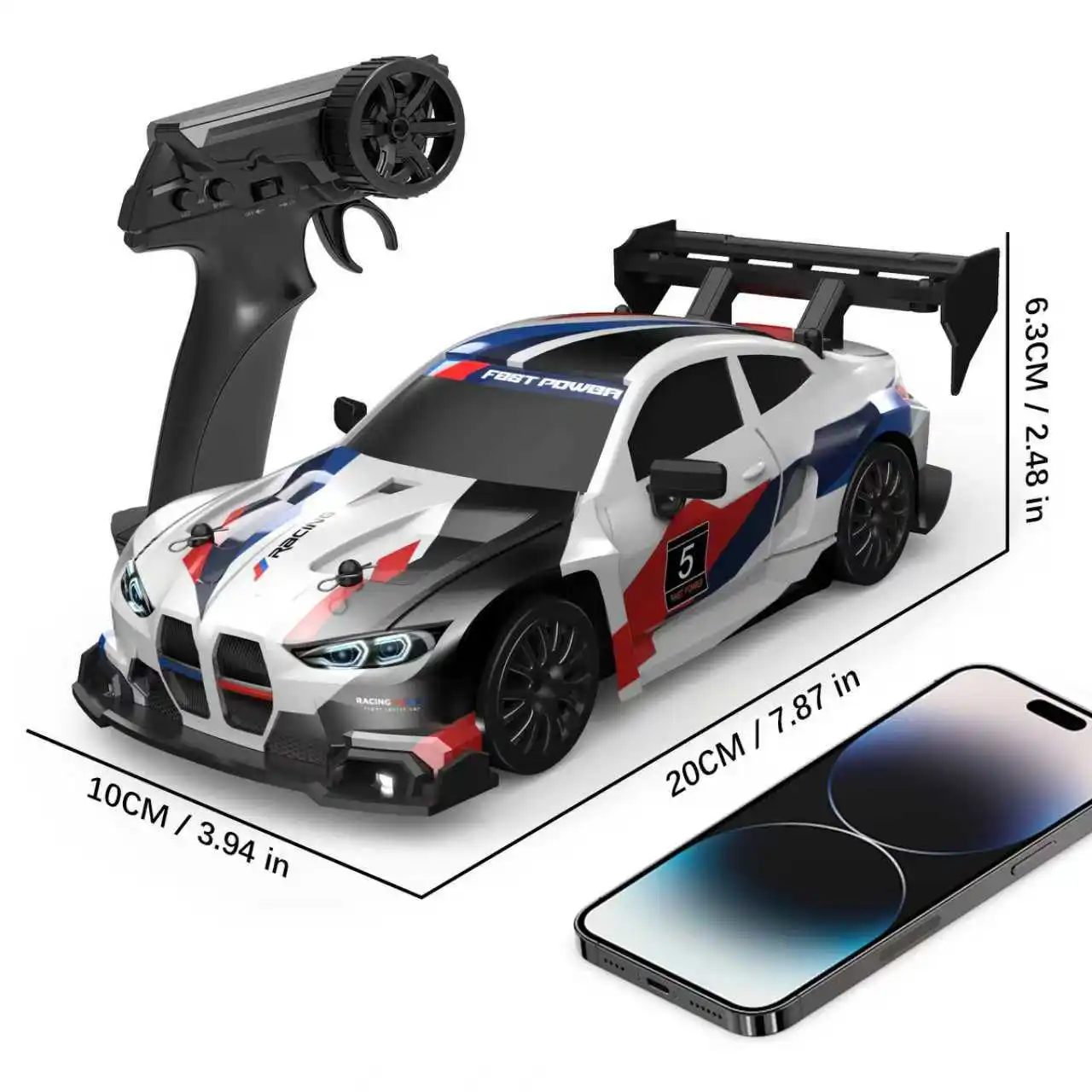 RC remote control drift car, 1:24 ratio high-speed remote control car, drift tires, obstacle bucket, outdoor racing sports