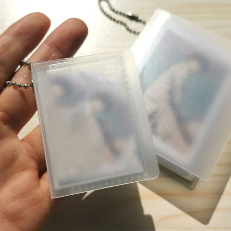 1PCS 2/3 Inch Photo Album Mini Photo Album Bag Pendant Transparent Photo Album Frosted Cute Jelly Glitter Color Collection Book