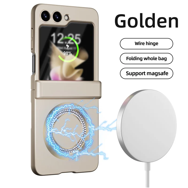 

Luxury Flash Diamond Folding Screen Magnetic Phone Case For Galaxy Z Flip 5 Fully Foldable Anti Drop Phone Protection Cover