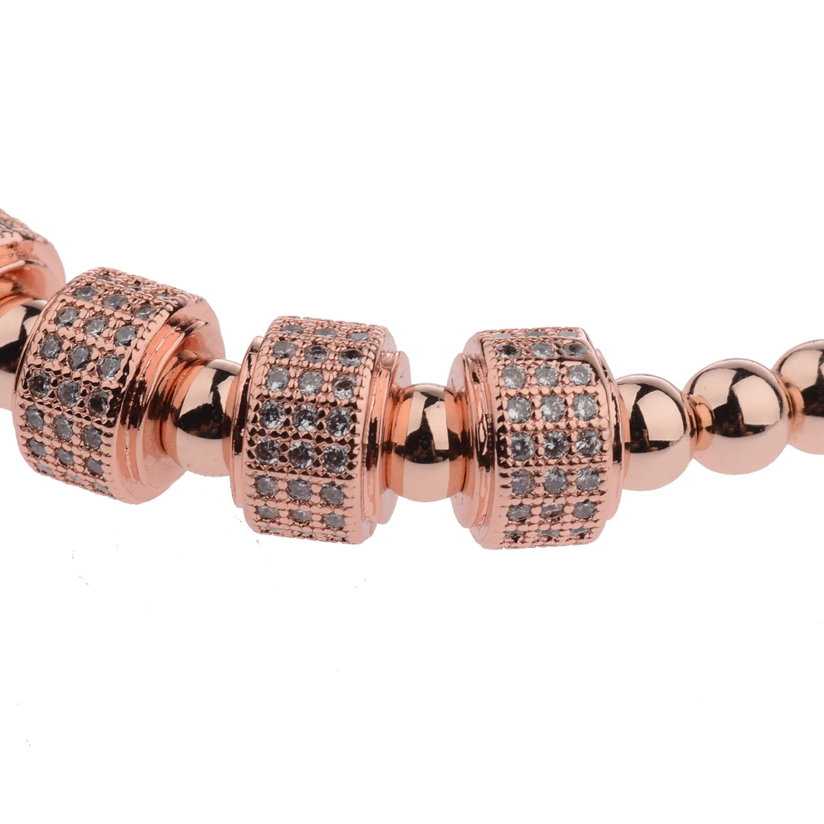 Luxury Inlaid Zircon Braided Bracelet Gold Silver Color 5mm Copper Beaded Charm Trendy Handmade Bracelet For Men Women Jewelry