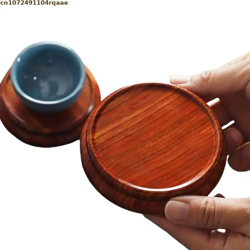 Round Mini Wooden Desktop Display Pedestal Riser Stand For Succulent Pot Vase Figurine Mini Tea Cup Home Decor Sorting Base