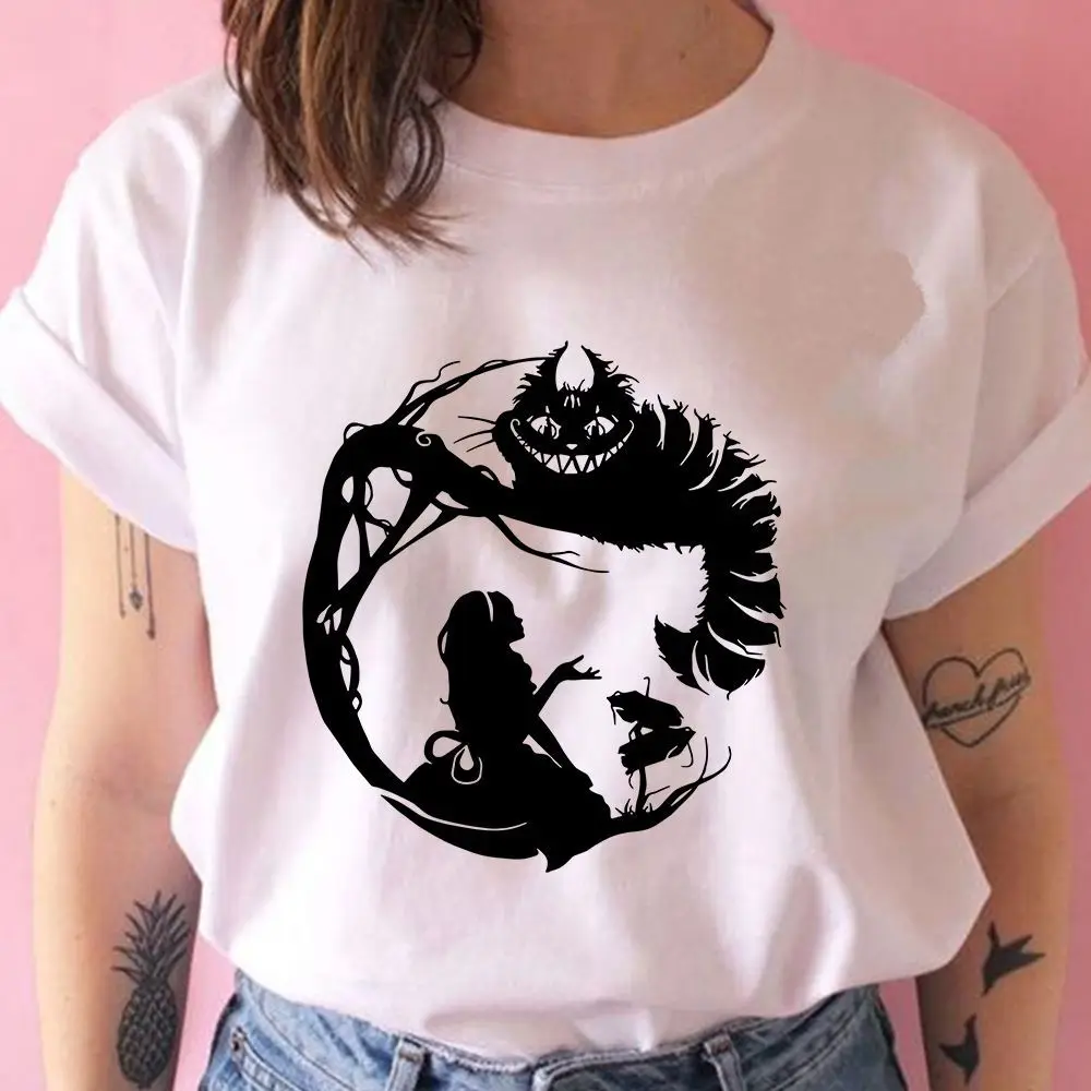 تي شيرت The New Alice in Wonderland بياقة دائرية فضفاض ومريح من القطن للترفيه بين الوالدين والطفل بأكمام قصيرة