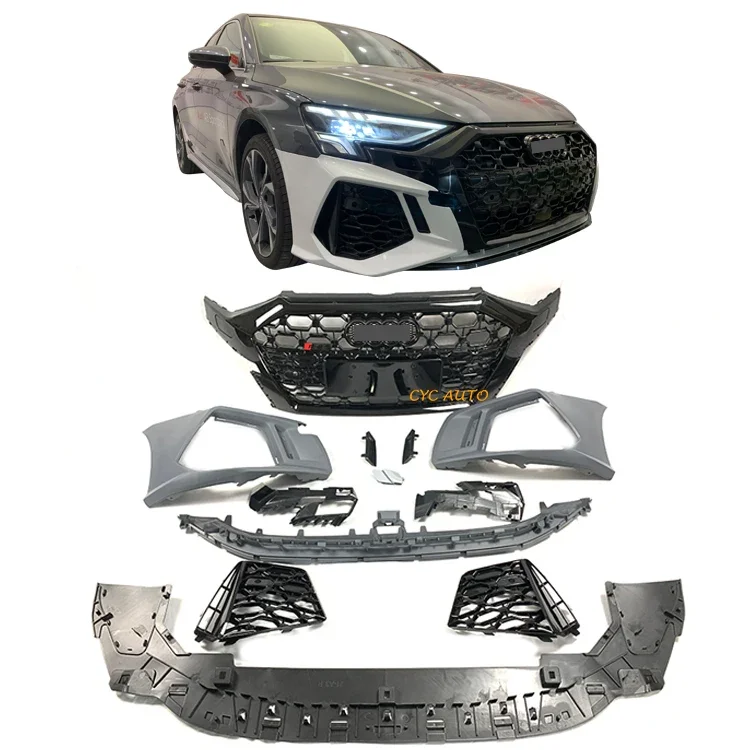 

Front Bumper With Grill For Audi A3 Facelift RS3 Type car Bumper BodyKit A3 2020 2021 2022