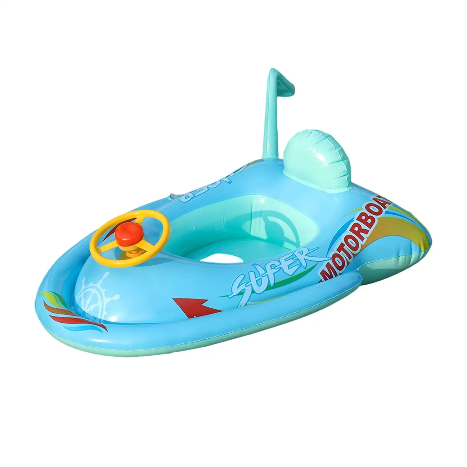 Summer Inflatable Water Seat Ring for Children Baby Motorboat Steering Wheel Seat Ring Swimming Ring 1-4 Years Old