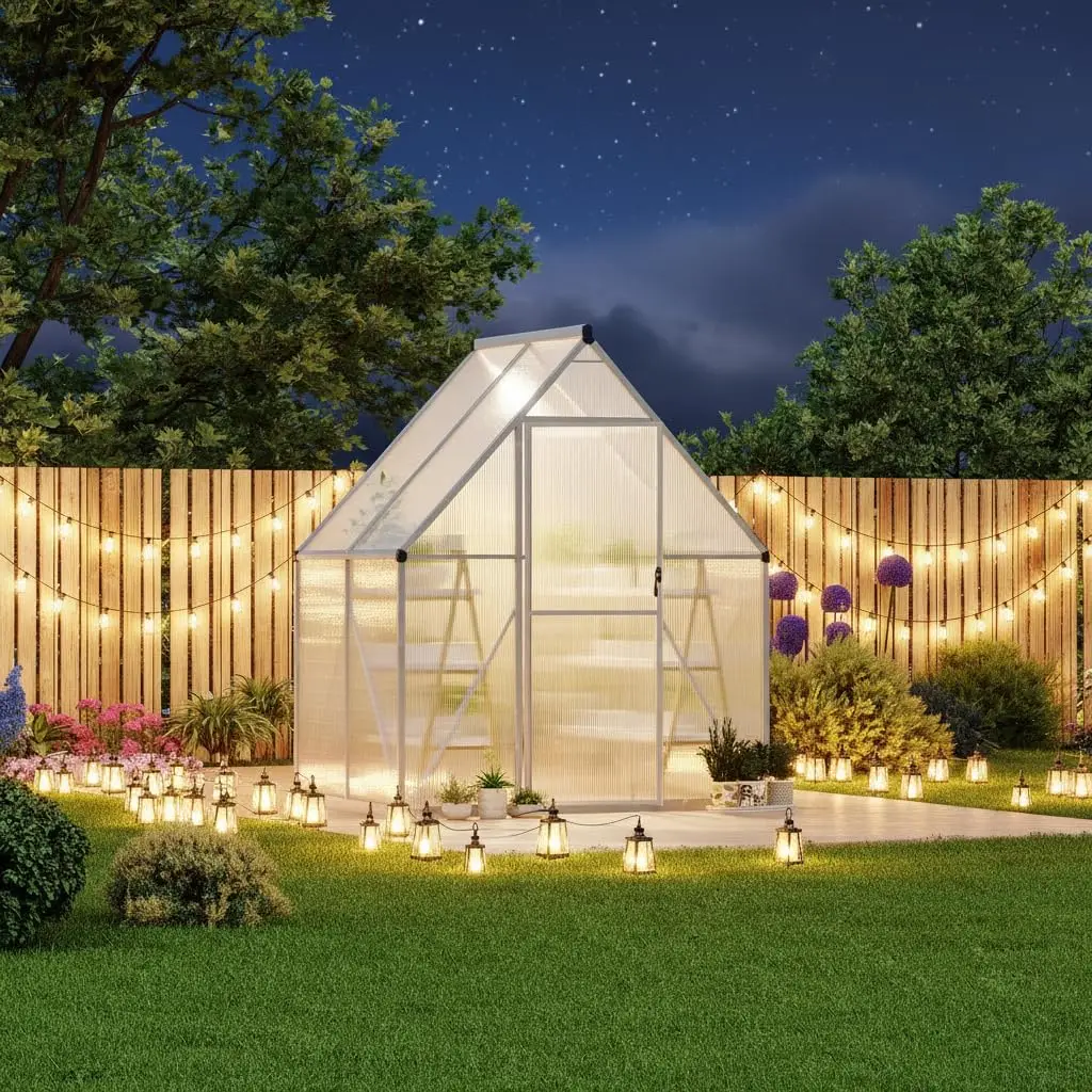 6x4 ft Walk-in Greenhouse, Polycarbonate Panels & Aluminum Frame | Heavy duty winter nursery for outside with lockable