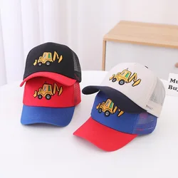 Korean Children 's Sports Hats Toddler Baby Boy Baseball 2024 Summer Embroidered Excavator Outdoor Kids Hip Hop Caps Adjustable