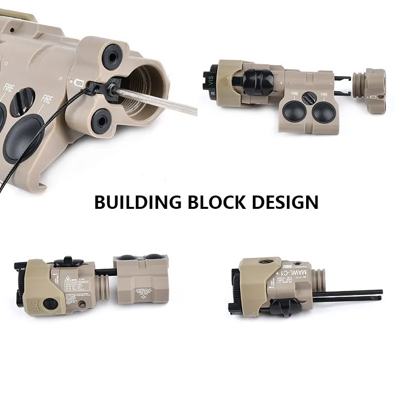 Caja de láser ficticia táctica PEQ NGAL MAWL C1 DBAL A2, sin función caja de batería, compatible con riel Picatinny de 20mm, modelo de arma Airsoft