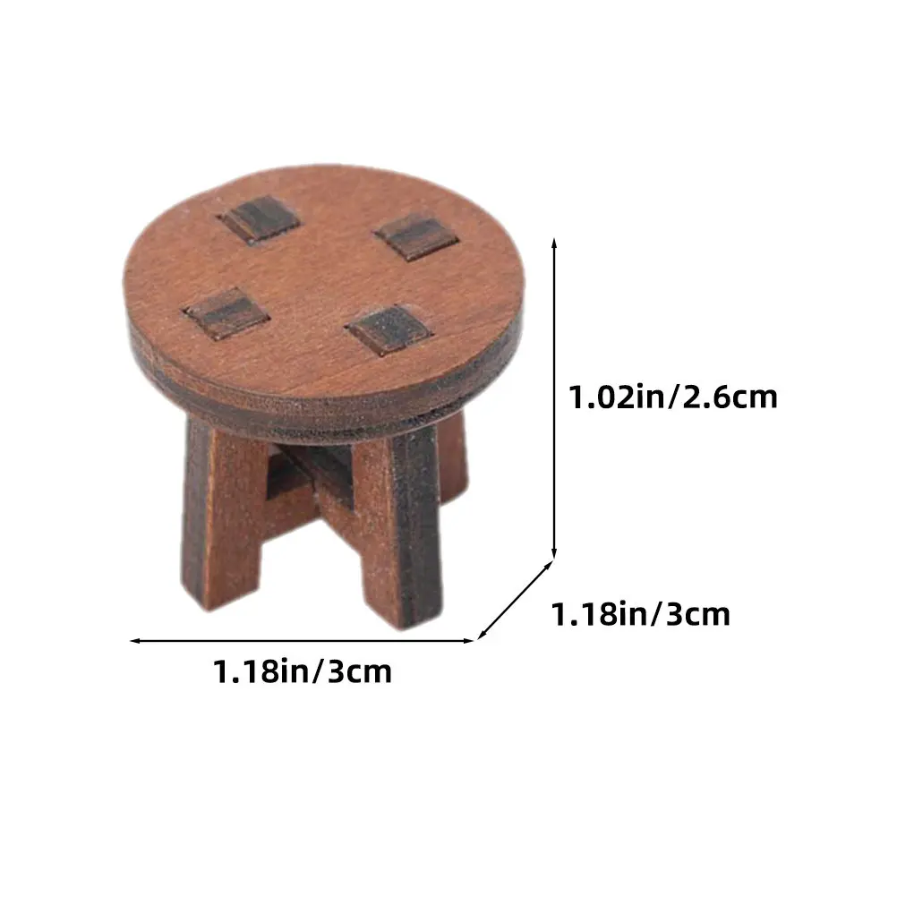 4Pcs Miniature Wooden Chair Stools Set Realistic Furniture for Home Decor Kids Creativity Craft Dollhouse Accessories