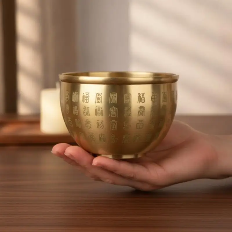 Gold Feng Shui Hundred Blessings Bowl Copper Fortune For Wealth Mini 4.5/6.5/7cm Exquisite Craftsmanship Gift For Home Decor