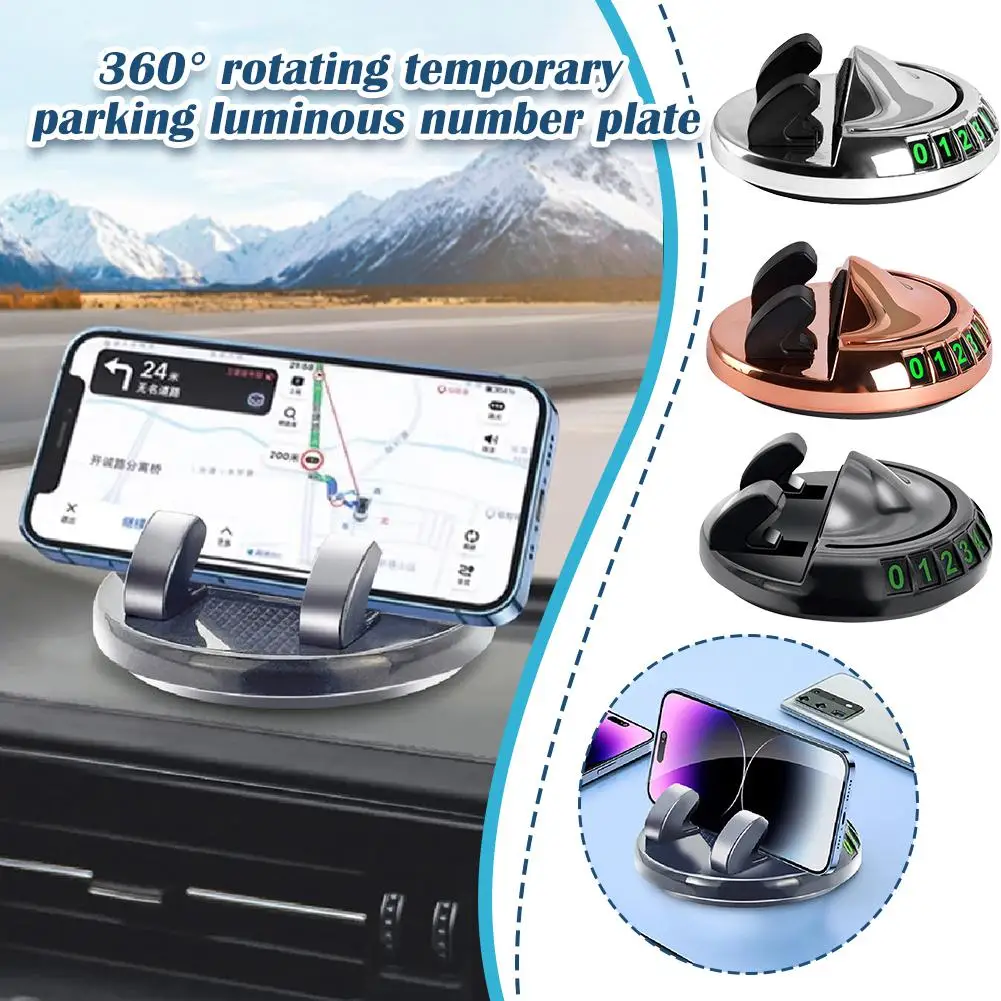 Car Phone Holder Dashboard Auto Holder Phone 360 Degree Multifunctional Parking Rotation Number Gadget Support Phone E8f9