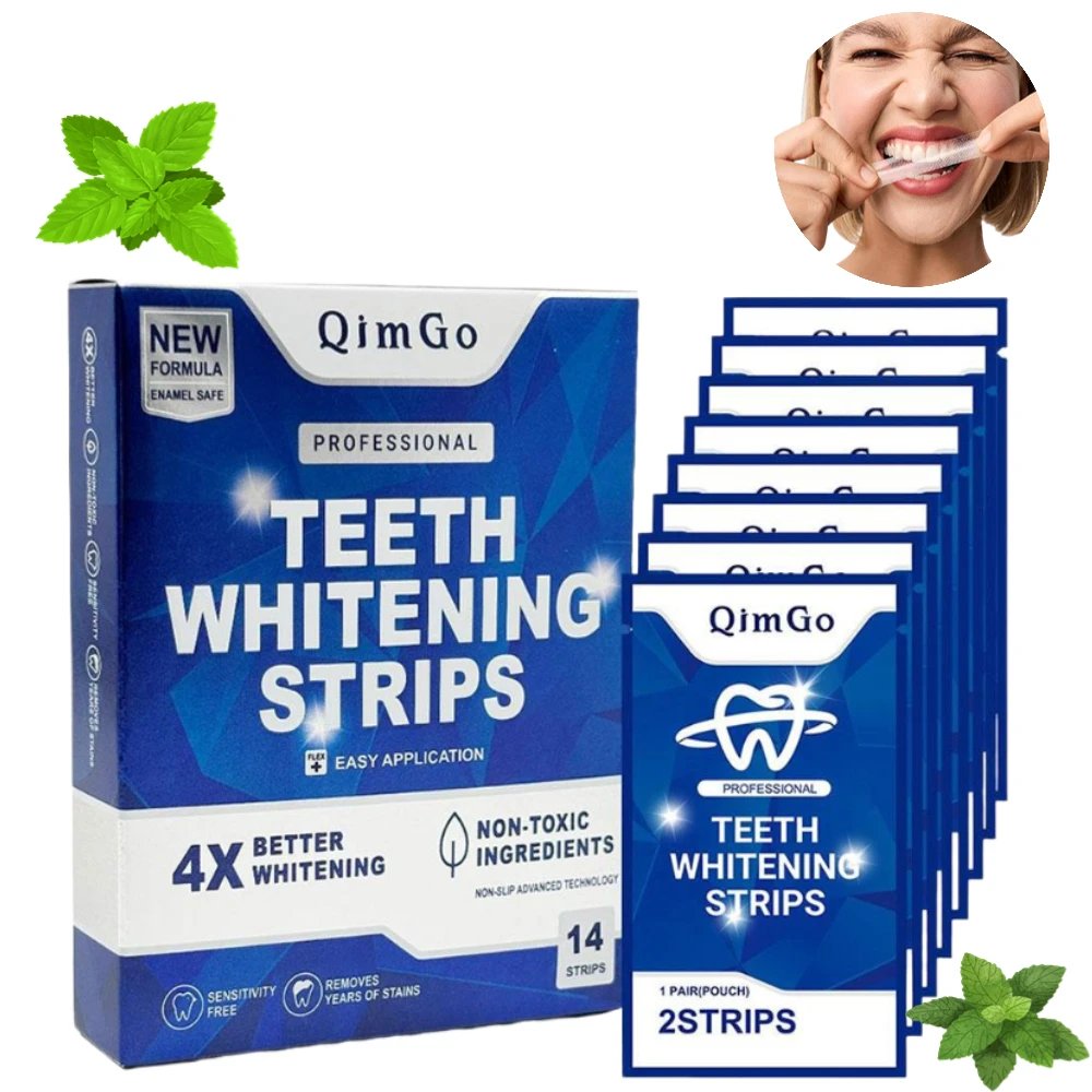 Professional Tooth Whitening Strips 14-48 Treatments Kit Mild Formula Enamel Safe Stains Removal Brighten White Teeth Care Patch