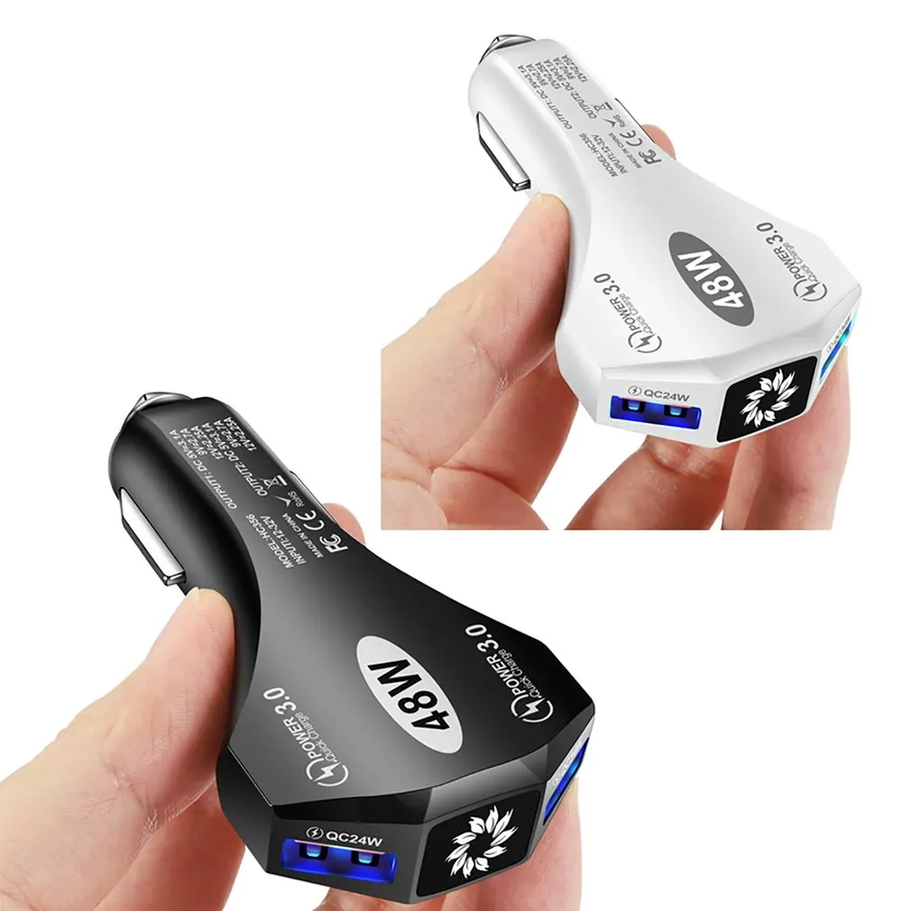ที่ชาร์จเร็ว USB 48W 2 พอร์ตชาร์จสำหรับไอโฟน เสี่ยวมี่ หัวเว่ย P40 ซัมซุง ควิกชาร์จ ยูเอสบีเครื่องชาร์จในรถยนต์ดรอปชิปขายส่ง