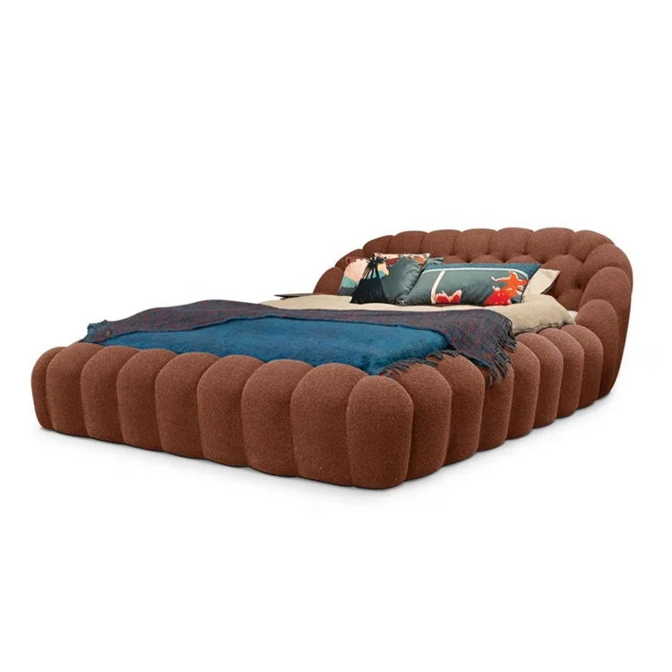 Luxury Design Bedroom Furniture Velvet king Smart Bed for the Bedroom and Villa and High End Place Newest Italian