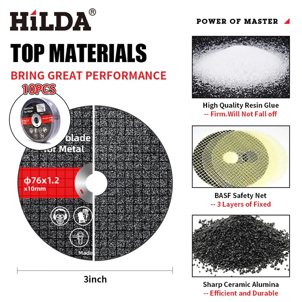 

1/10PCS 76mm Metal Cutting Discs High Hardness Cut Off Circle Wheels Blades Wear Resistance Cutting Blade for Anngle Grinder