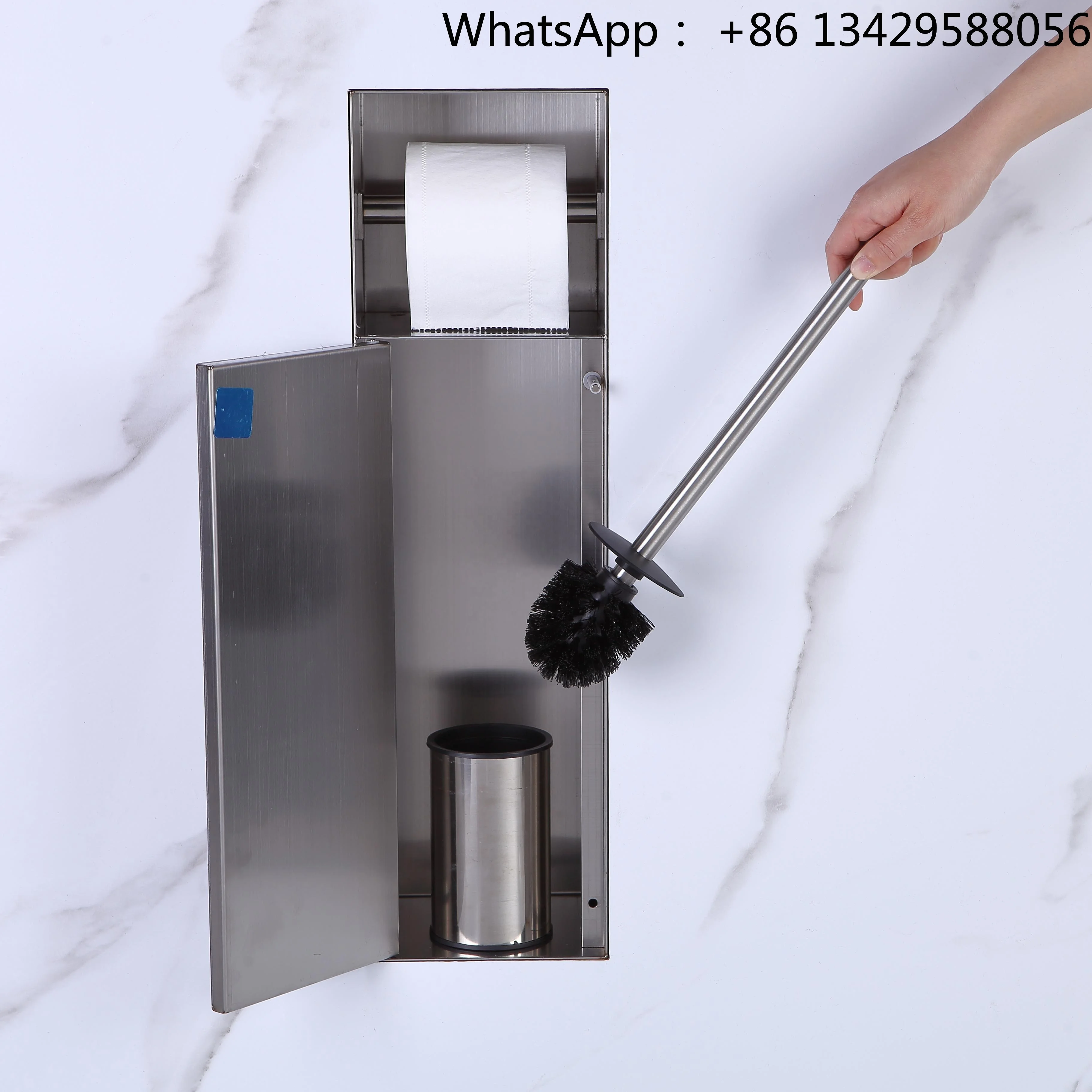Toilet Paper Holder Towel Roll SUS 304 Toilet Brush Holder Storage Cabinet Recessed Hidden Niche for Home Bathroom Use