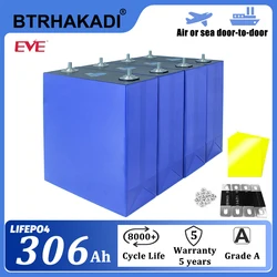 Lifepo4 3.2V 306Ah EVE MB30 Original A Grade New Rechargeable Prismatic Batteries 4-16PCS For DIY 48V Energy Storage Power Bank