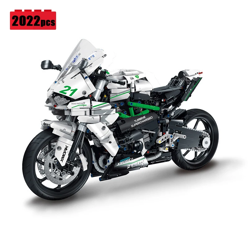 

IN STOCK 1:5 Kawasaki Motorcycle Building Blocks 2022pcs MOC Technical Sports Car Bricks Model Toys for Boys Birthday Gift Set