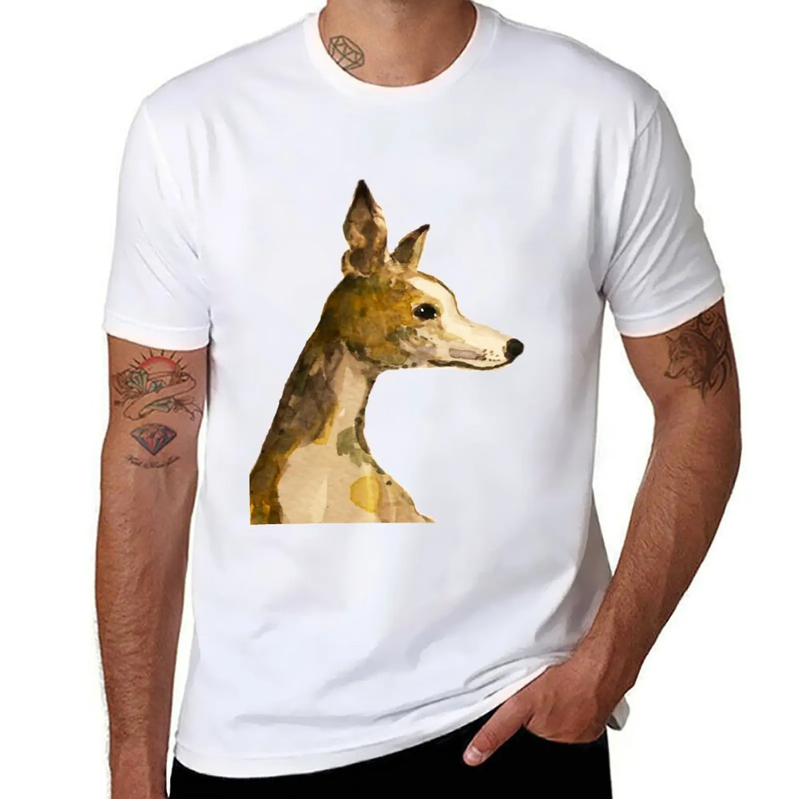 

Whippet watercolour T-Shirt man t shirts high quality luxury brand man t shirt designer T-Shirt