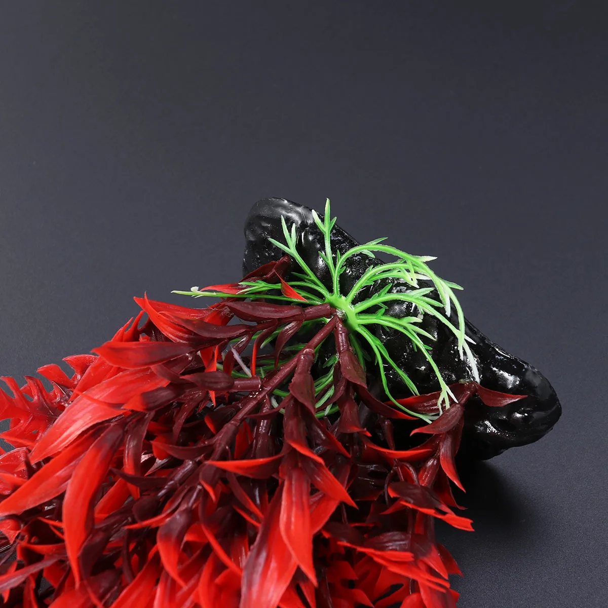 

40Cm Red Leaf Artificial Aquarium Plants Lifelike Fish Tank Decorations No Toxic Steady Base For Fresh Salt Water Plastic