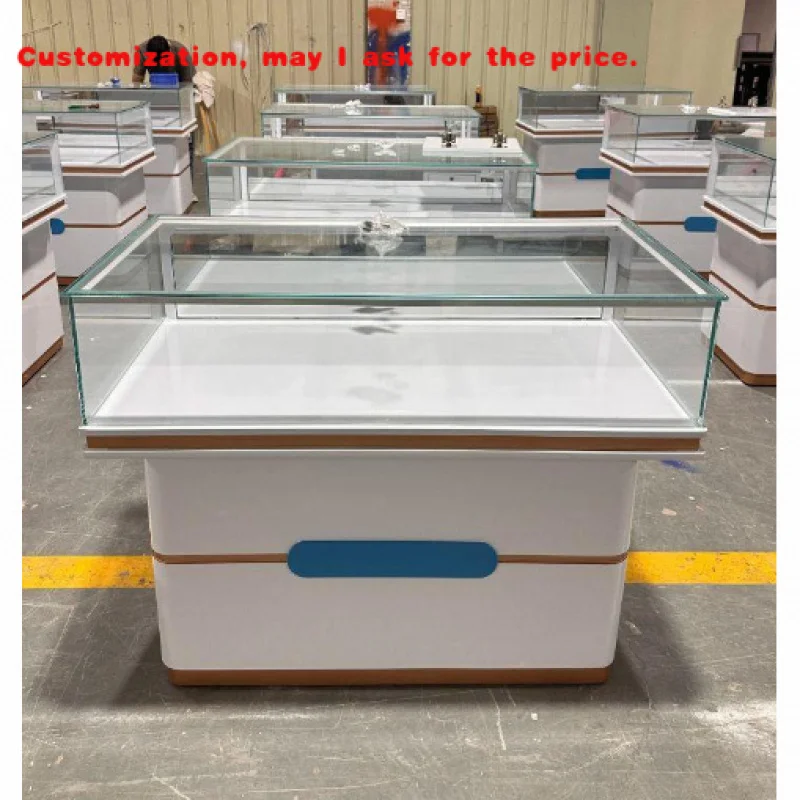 

custom.Customized High-End Stainless Steel Jewelry Display Cabinet with LED Lighting Jade Glass Counter Watch Glasses D