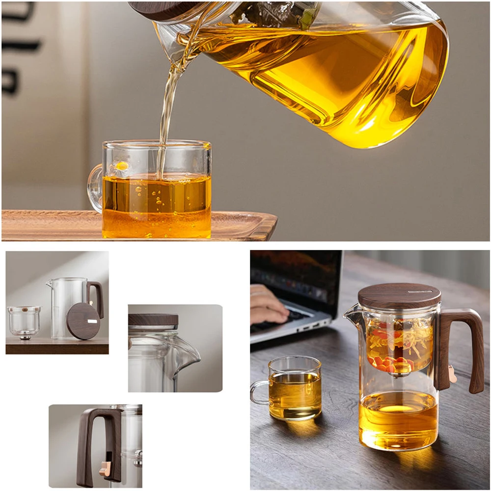 

Glass Tea Pot Kettle Infuser Teapot Water Separation Inner Magnet One Click Magnetic Switch Tea Filtration Heat Resistant 2 Size