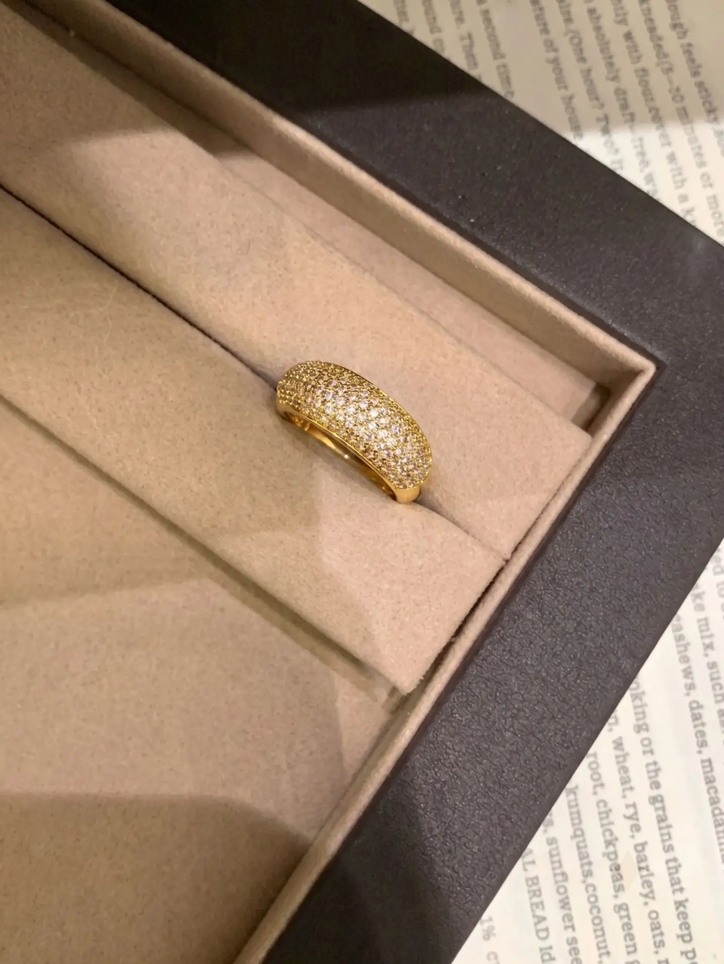 Gold Tone Full Paved Clear Zircon Dome Band Ring Dainty Chunky Ladies Jewelry Luxury Party Wedding Gift For Young Women Girls