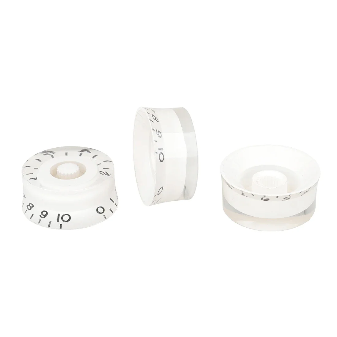 3Pcs Electric Guitar Volume Knob Cap Transparent White Acrylic Durable with Scale Easy to Adjust Electric Guitar Accessories