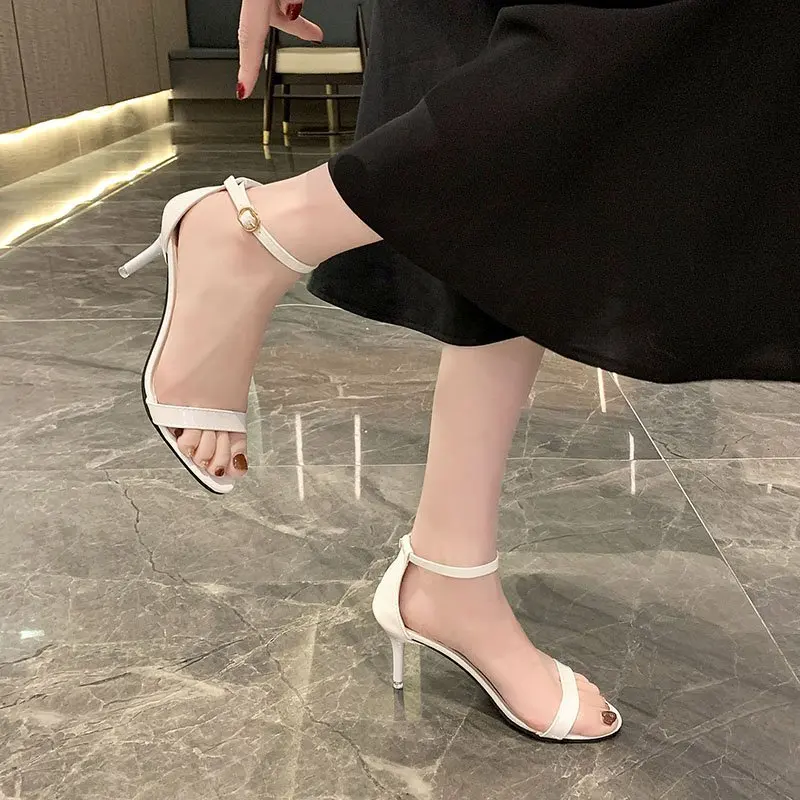 Summer New Fashion Slim Heel Slim Strap Sexy Sandals Women\'s Open Toe Simple Slim Buckle Comfortable Shoes Women