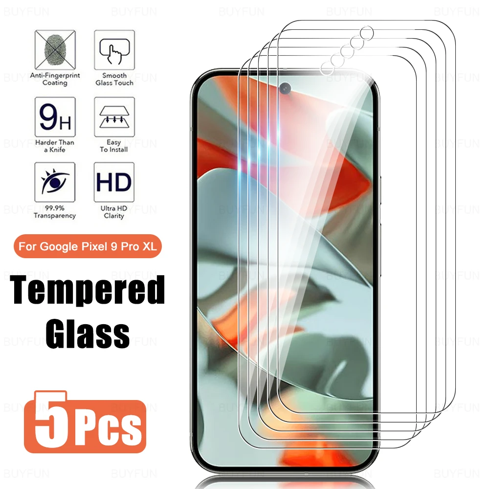 5Pcs Tempered Glass for Google Pixel 9 Pro XL 6.8'' Safty Protective Film Pixel9 9Pro Pixel9pro 9ProXL Screen Protector