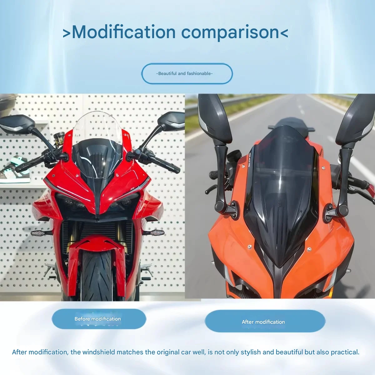 FOR QJMOTOR SRK 550 S Modified Racing Heightened Windshield Aggressive Front End Styling Enhancement Windscreen Accessory