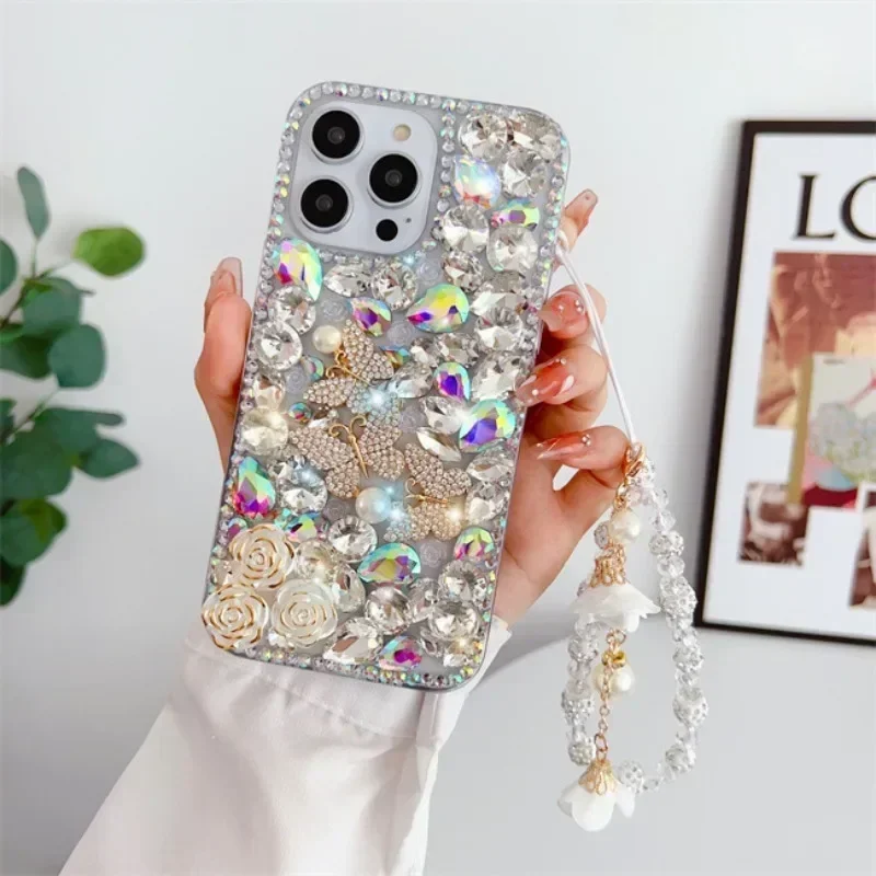 Luxury Bling Butterfly Rhinestone Case for Xiaomi 13 14 POCO X3 X4 X5 F4 F5 PRO M4 M5 M6