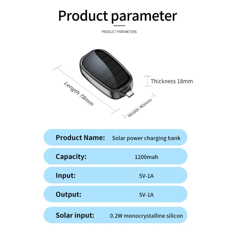 1200mah Portable Solar Charger Mobile Phone Tablets Accessories USB Powered Emergency Charging Gadget for Outdoor Camping Travel
