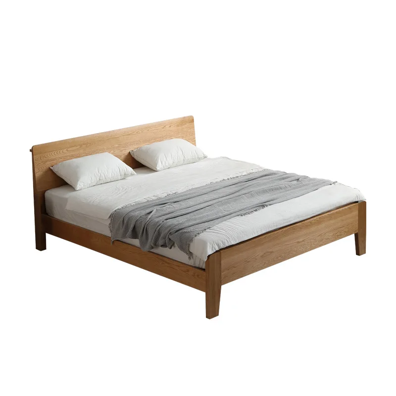 

Solid wood bed, Nordic small apartment bedroom oak queen bed modern, simple 1.5 meters 1.8 meters double bed