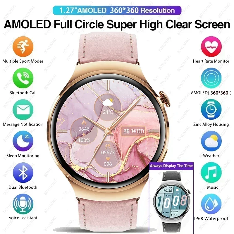 Xiaomi 2024 New Watch For GT4 Mini Smart Watch Women AMOLED NFC GPS Heart Rate Clock BT Call IP68 Waterproof Lady Smartwatch+Box