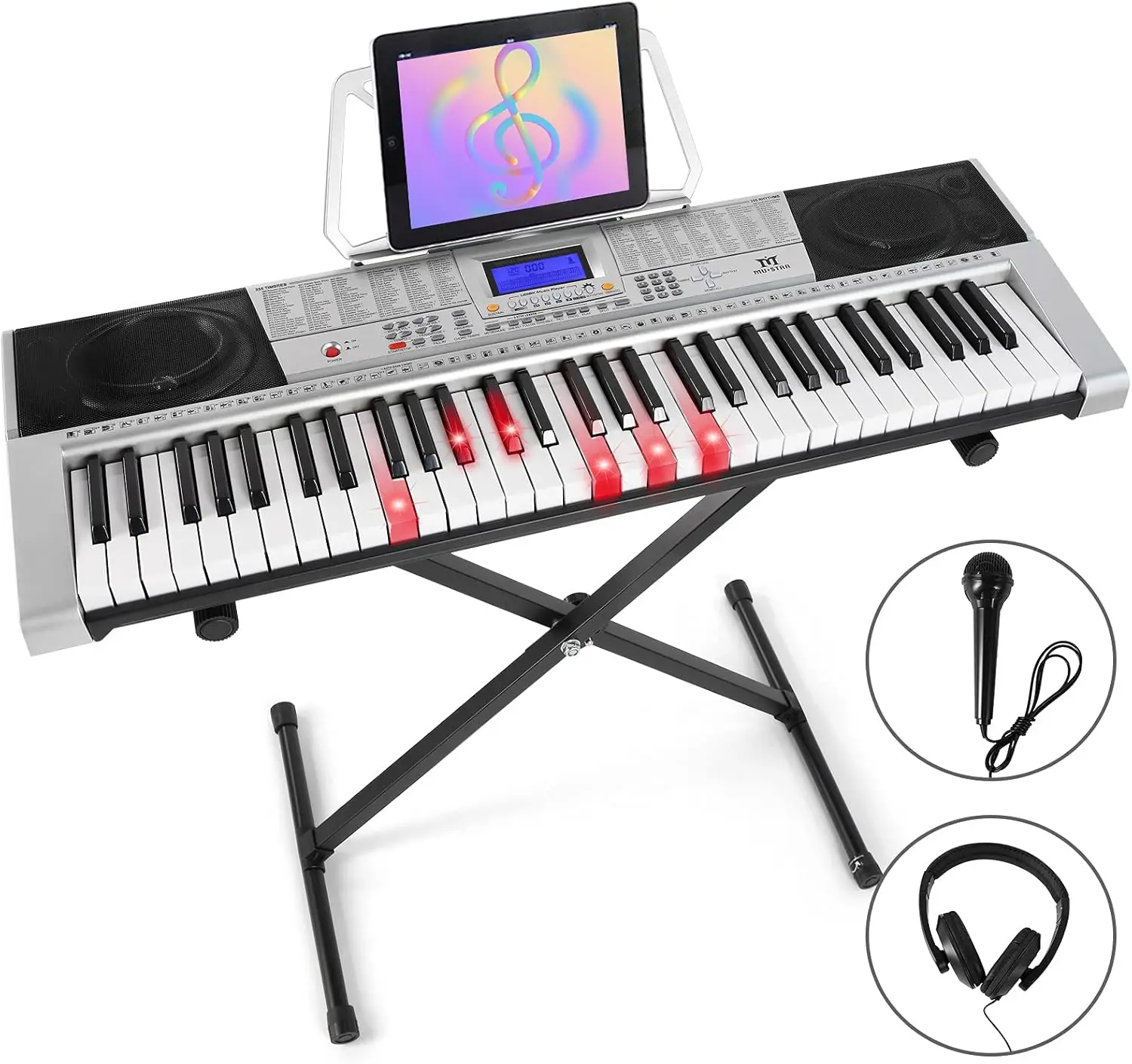 61 Key Piano Keyboard, MEKS-400 Electric Piano Keyboard with Lighted Up Keys, Learning Keyboards Piano for Beginners, Pia