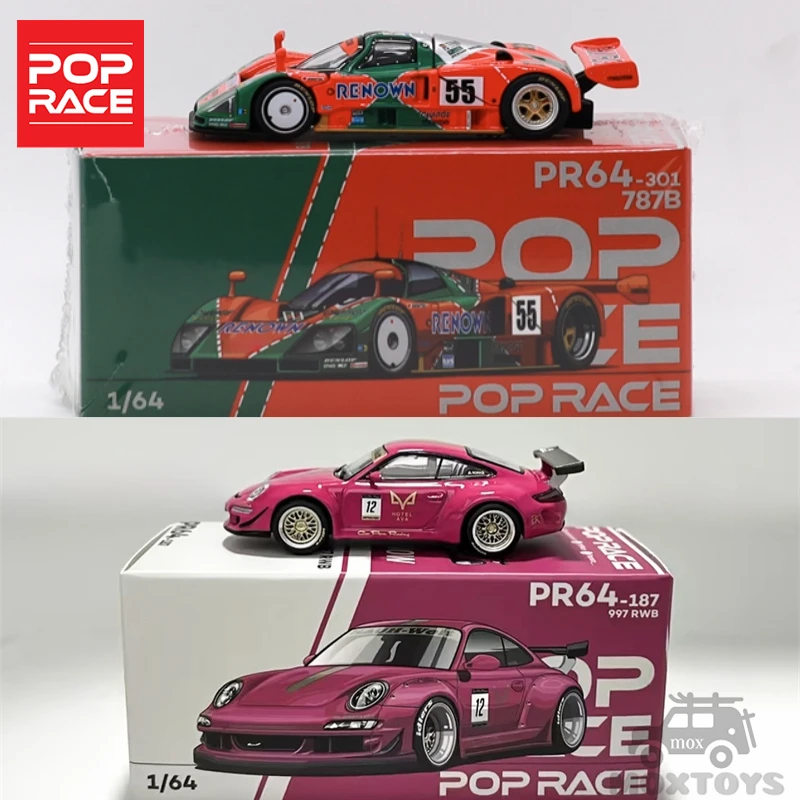 

Коллекционная модель автомобиля Pop Race 1:64 RWB 997 AVA Pink / 787B 1991 LeMans 24hrs Winner Renown Diecast