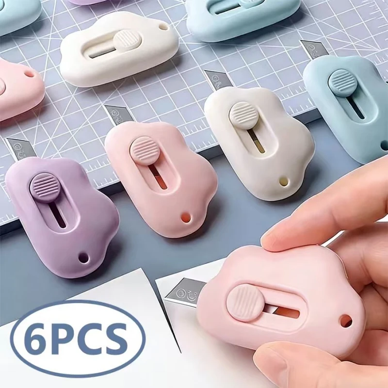 1-6PCS Cute Rabbit Cloud Color Mini Portable Utility Knife Paper Cutter Cutting Razor Blade Office Stationery Supplies