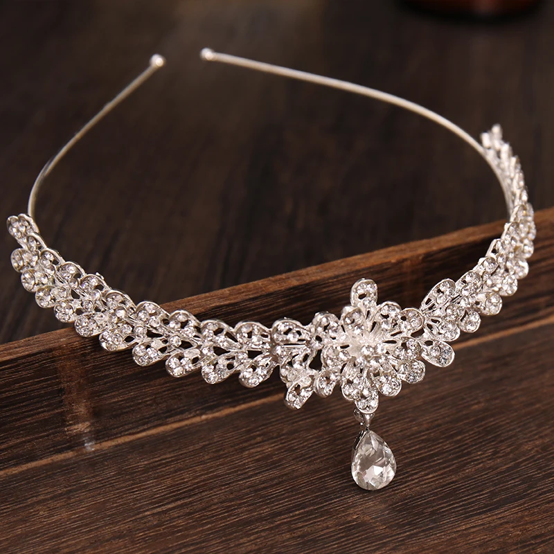 Fashion Crystal Tiaras And Crowns Forehead Water Rhinestone Diadems Wedding Hair Ornaments Bridal Hairbands Pageants