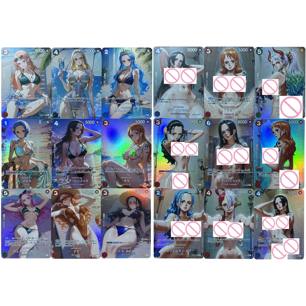 9Pcs/set New Waifu OPCG Collection Card Sexy Big Breasts Girl Card Nami Perona Boa Hancock Refractive Color Flash Boy Gifts
