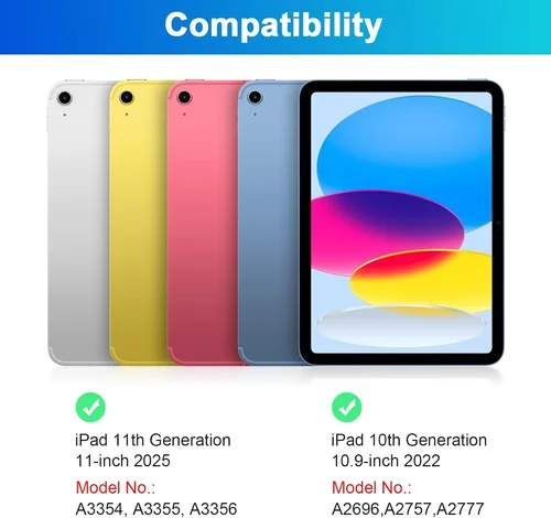 Imagen 2 del producto Funda para iPad de 10. a generación 2022 de 10,9 pulgadas para iPad de 11 pulgadas A16 2025 con teclado, teclado Bluetooth inalámbrico desmontable