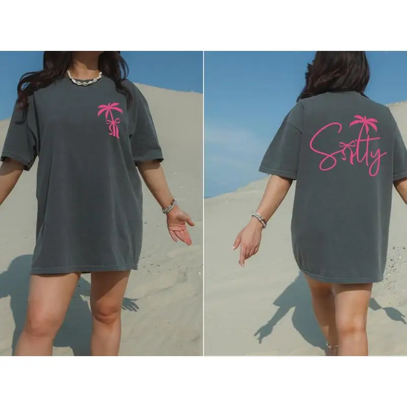 

Футболка Comfort Colors Salty Summer Palm Tree Vacation Beach Girls Trip