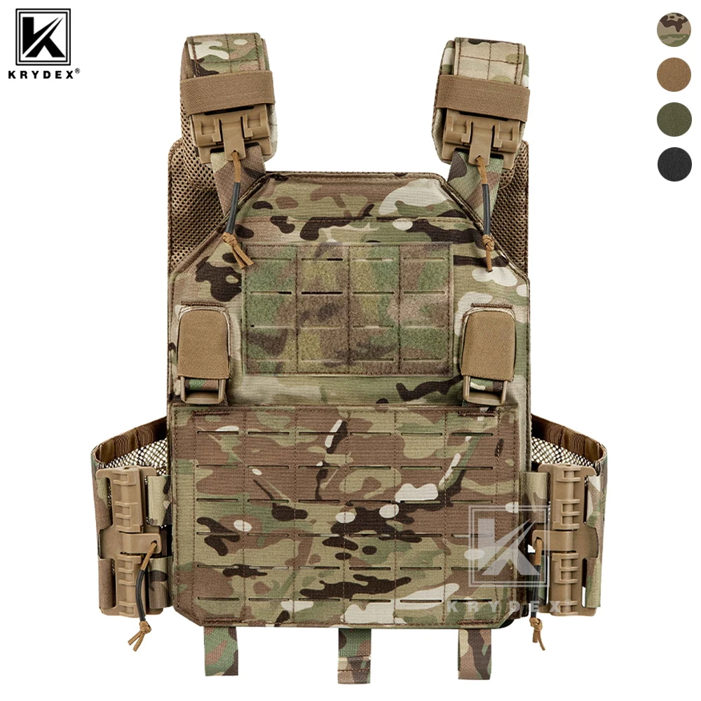 KRYDEX Tactical MOLLE Plate Carrier Vest with Quick Release Buckle Chaleco Tactico Laser Cut Hunting Outdoor Lightweight Vest