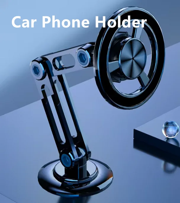 AUCTEX Metal Magnetic Car Phone Holder 720° Rotation Foldable Magnetic Vehicle Cradle Phone Holder Air Vent Magnetic Phone Stand